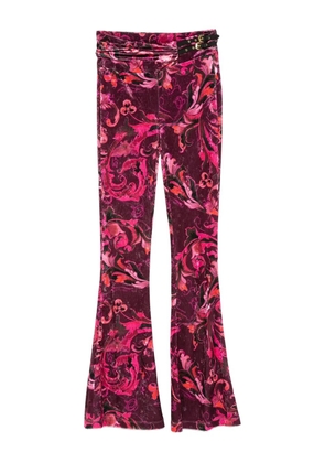 Versace Jeans Couture floral-print velvet trousers - Red
