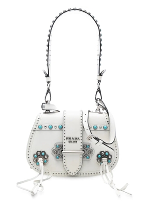 Prada Pre-Owned 2000-2025 City Calf Studded Folk Corsiere satchel - White