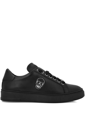 Philipp Plein Skull-appliqué leather sneakers - Black