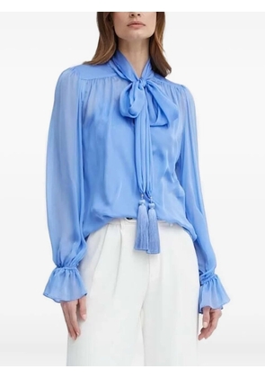 LUISA SPAGNOLI bow-neck tassel-detailed blouse - Blue