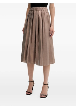 OUI pleated midi skirt - Brown