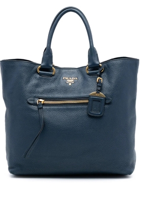 Prada Pre-Owned 2010-2025 Vitello Daino Open Convertible Tote satchel - Blue