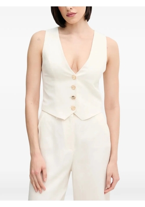 Gaudi v-neck buttoned vest - White