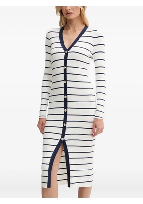 GUESS USA striped button-front midi dress - White
