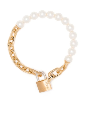 AMBUSH Pearl lock charm bracelet - White