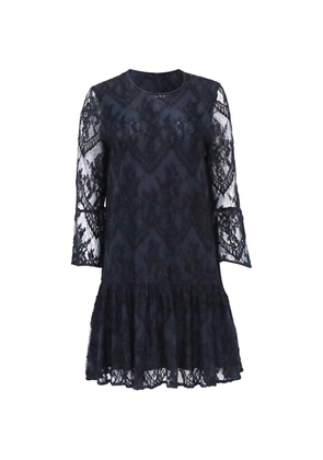 GANNI lace ruffled embroidered mini dress - Blue