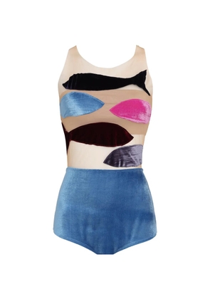 Brigitte Carnaval/Festival Aquario fish-appliqued swimsuit - Blue