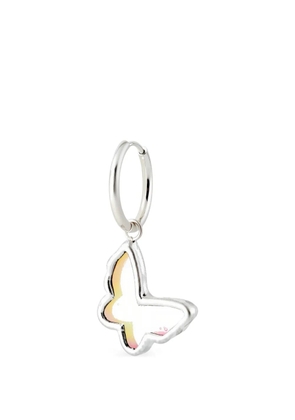 Poison Drop Lab hoop butterfly pendant mono earring - Silver