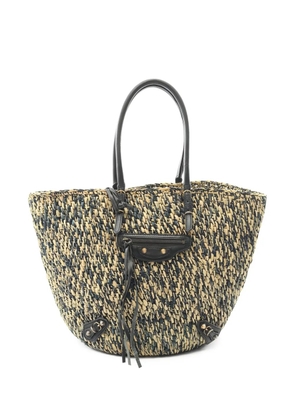 Balenciaga Pre-Owned basket raffia leather handbag - Neutrals