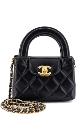 CHANEL Pre-Owned Kelly Top Handle Shopping Bag Quilted Shiny Aged Calfskin Nano crossbody bag - Black