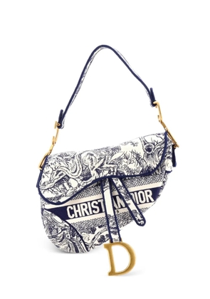 Christian Dior Pre-Owned Saddle Bag Logo Embroidered Canvas Medium shoulder bag - Blue