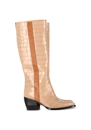Chloé Vintage crocodile-embossed knee-high boots - Neutrals