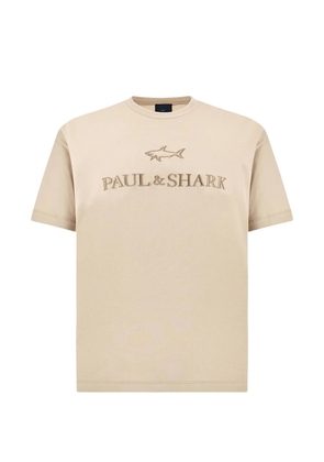 Paul & Shark logo-embroidered cotton jersey T-shirt - Neutrals