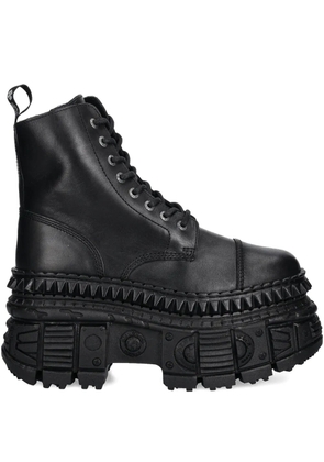 NEW ROCK 90mm lace-up platform combat boots - Black