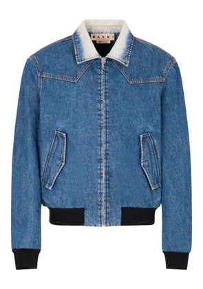 Marni bleached-effect bomber jacket - Blue