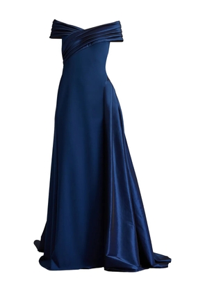 Tadashi Shoji pleated off-shoulder maxi dress - Blue