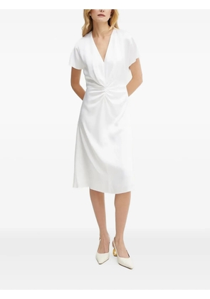 BOSS V-neck twisted midi dress - White