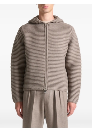 Manière De Voir Eden ribbed-knit zip hoodie - Neutrals