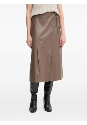 OUI wrap tie midi skirt - Brown