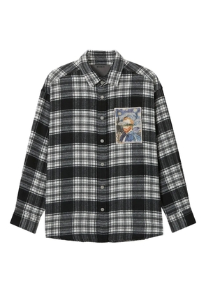 Musium Div. check-patterned appliqué shirt - Black