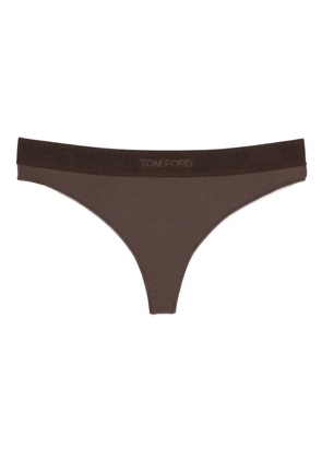 TOM FORD logo-waistband thong - Brown