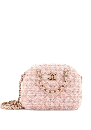 CHANEL Pre-Owned CC Dome Zip Handle Clutch with Chain Quilted Tweed Mini satchel - Pink