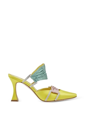 Manolo Blahnik Chinci embellished pleated mules - Yellow