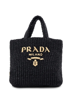 Prada Pre-Owned Logo Raffia Small tote bag - Black