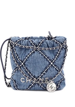 CHANEL Pre-Owned 22 Chain Quilted Stitched Denim Mini hobo bag - Blue