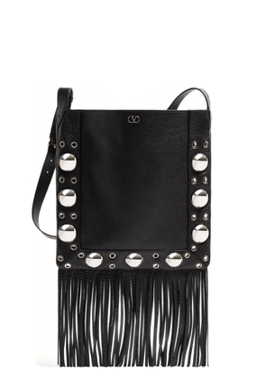 Valentino Garavani Nellcôte fringe-detailed shoulder bag - Black