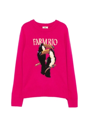 FARM Rio toucan-applique sweater - Pink
