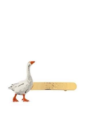 Moschino goose logo-embossed hair accessory - Gold