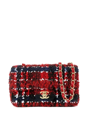 CHANEL Pre-Owned 2021-2025 Mini Rectangular Classic Tweed Plaid Single Flap crossbody bag - Red