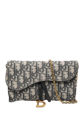 Christian Dior Pre-Owned 2020 Oblique Canvas Saddle Wallet On Chain crossbody bag - Blue