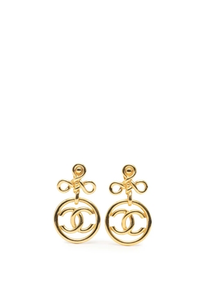 CHANEL Pre-Owned 1993 Gold Plated CC Round Drop Clip On Earrings costume earrings