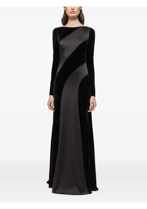 NISSA satin velvet maxi dress - Black