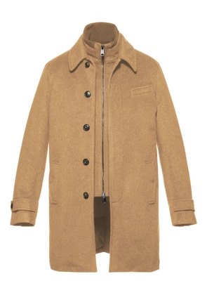 Norwegian Wool Euro button-fastening coat - Brown