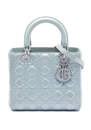 Christian Dior Pre-Owned 2015 Medium Iridescent Lambskin Cannage Lady Dior satchel - Blue