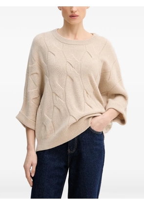 Benetton cable-knit crew-neck sweater - Neutrals