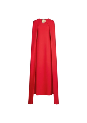 Oscar de la Renta brooch-embroidered cape-back maxi dress