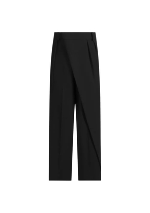 Manière De Voir Colette wrap-front pleated tailored trousers - Black
