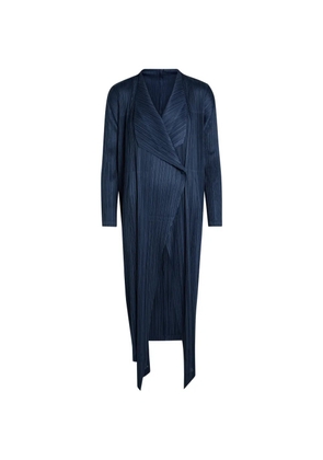 Pleats Please Issey Miyake pleated wrap coat - Blue