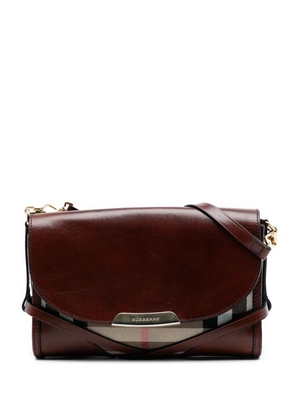 Burberry Pre-Owned 2000-2017 Leather and House Check Canvas Bridle Abbott crossbody bag - Brown