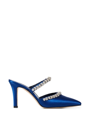 Manolo Blahnik Damskie crystal-embellished mules - Blue