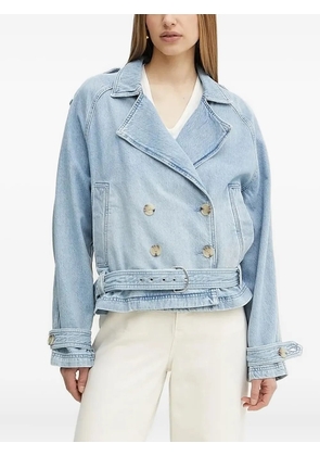 BOSS double-breasted belted denim jacket - Blue