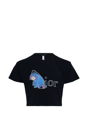 Black Score cropped printed T-shirt