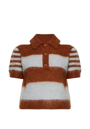 AllSaints striped-pattern polo top - Brown
