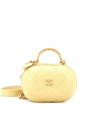 CHANEL Pre-Owned CC Bubble Top Handle Vanity Case with Chain Quilted Lambskin Mini satchel - Yellow