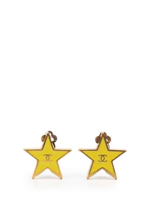 CHANEL Pre-Owned 1990-2010 CC Gold Plated Enamel Star Clip on Earrings costume earrings - Yellow