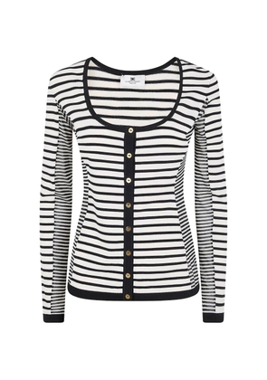 Elisabetta Franchi button striped cardigan - White